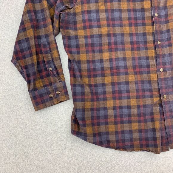 Rowm Button Shirt Mens 2XB Big & Tall Plaid Velvet Long Sleeve Plaid - Picture 2 of 16